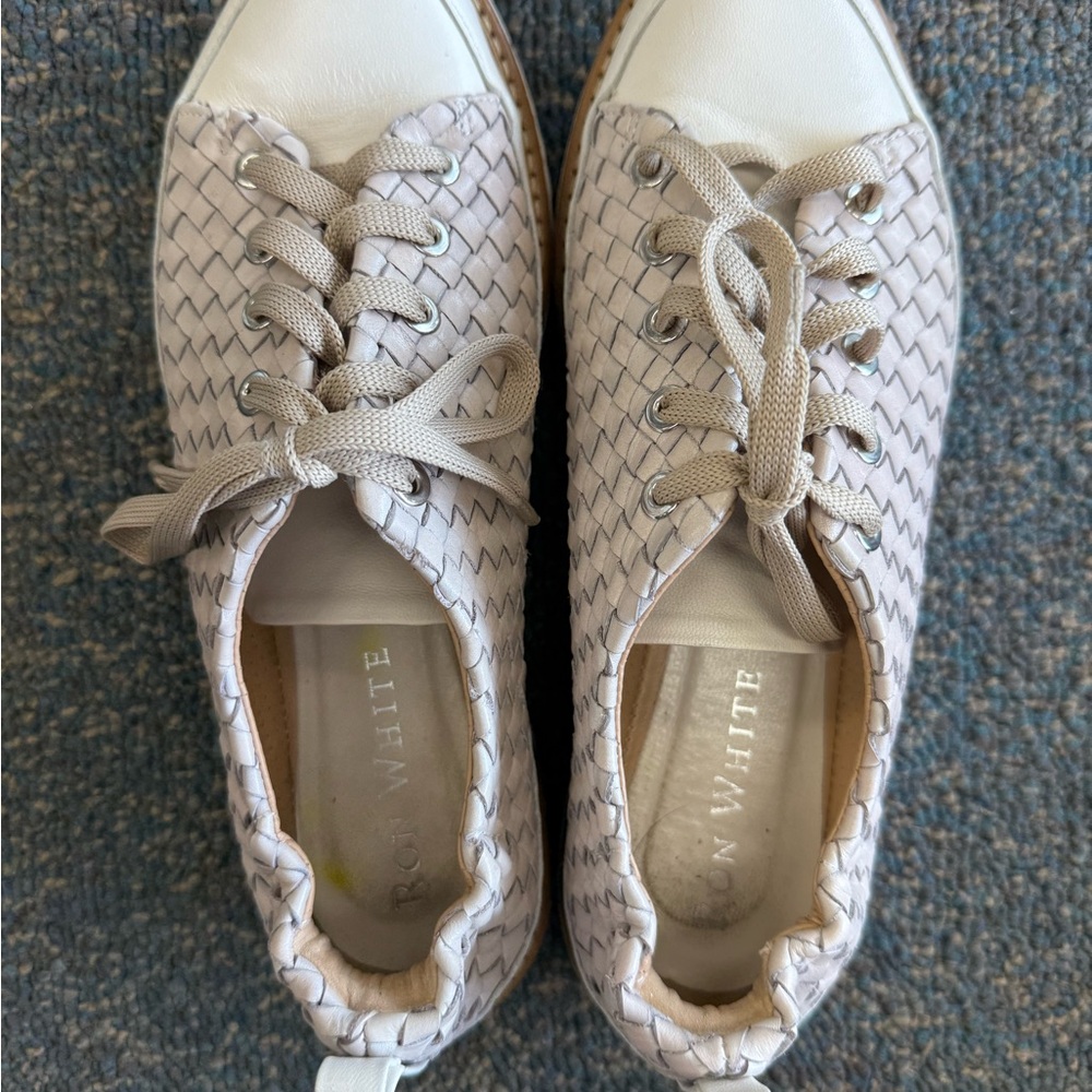 Ron White Women's Cream Woven Sneakers
